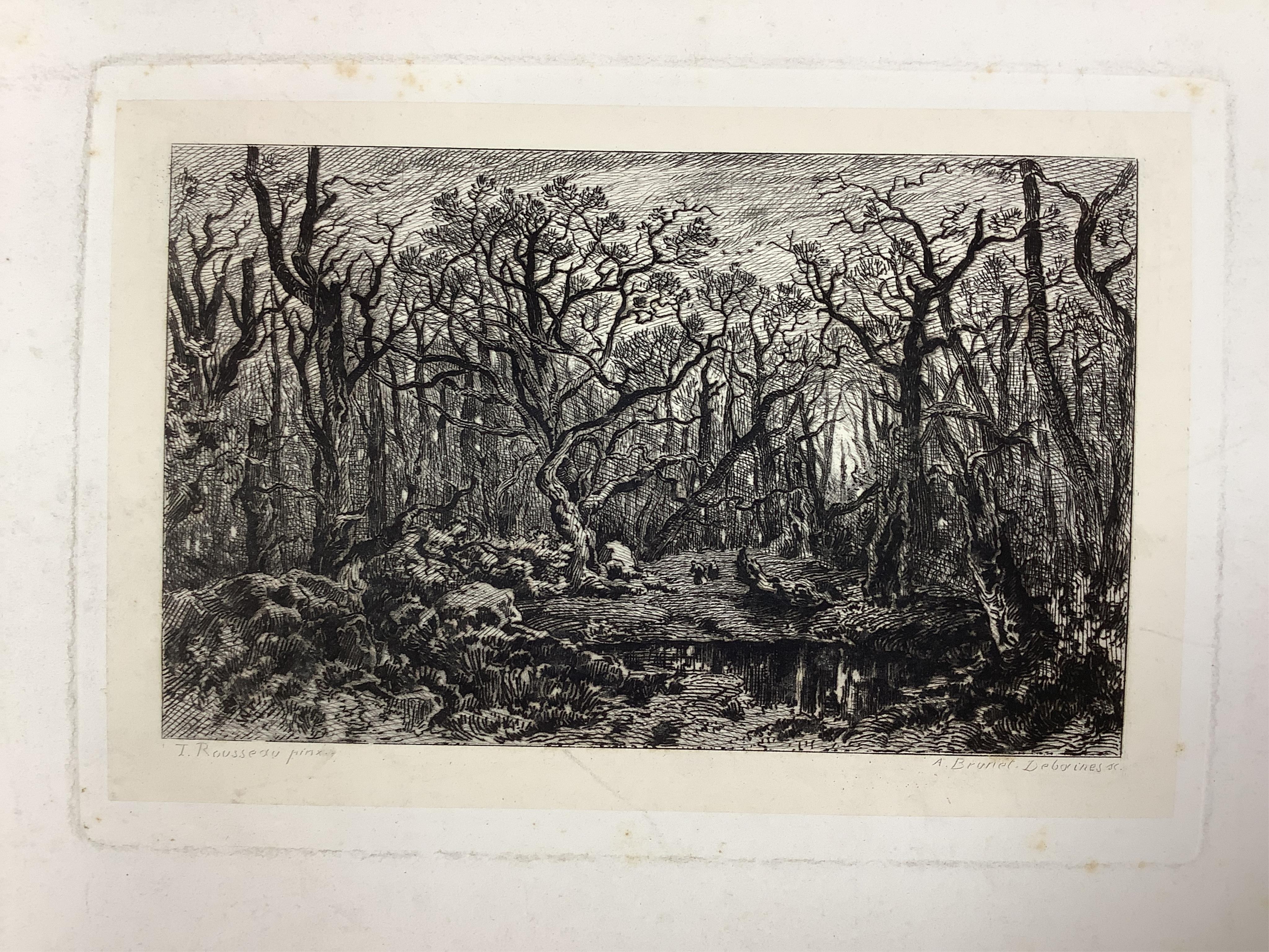 A large folio of etchings, to include after Eugene Delacroix, 'The mourning of Christ', each 45 x 32cm, housed in a leather folder